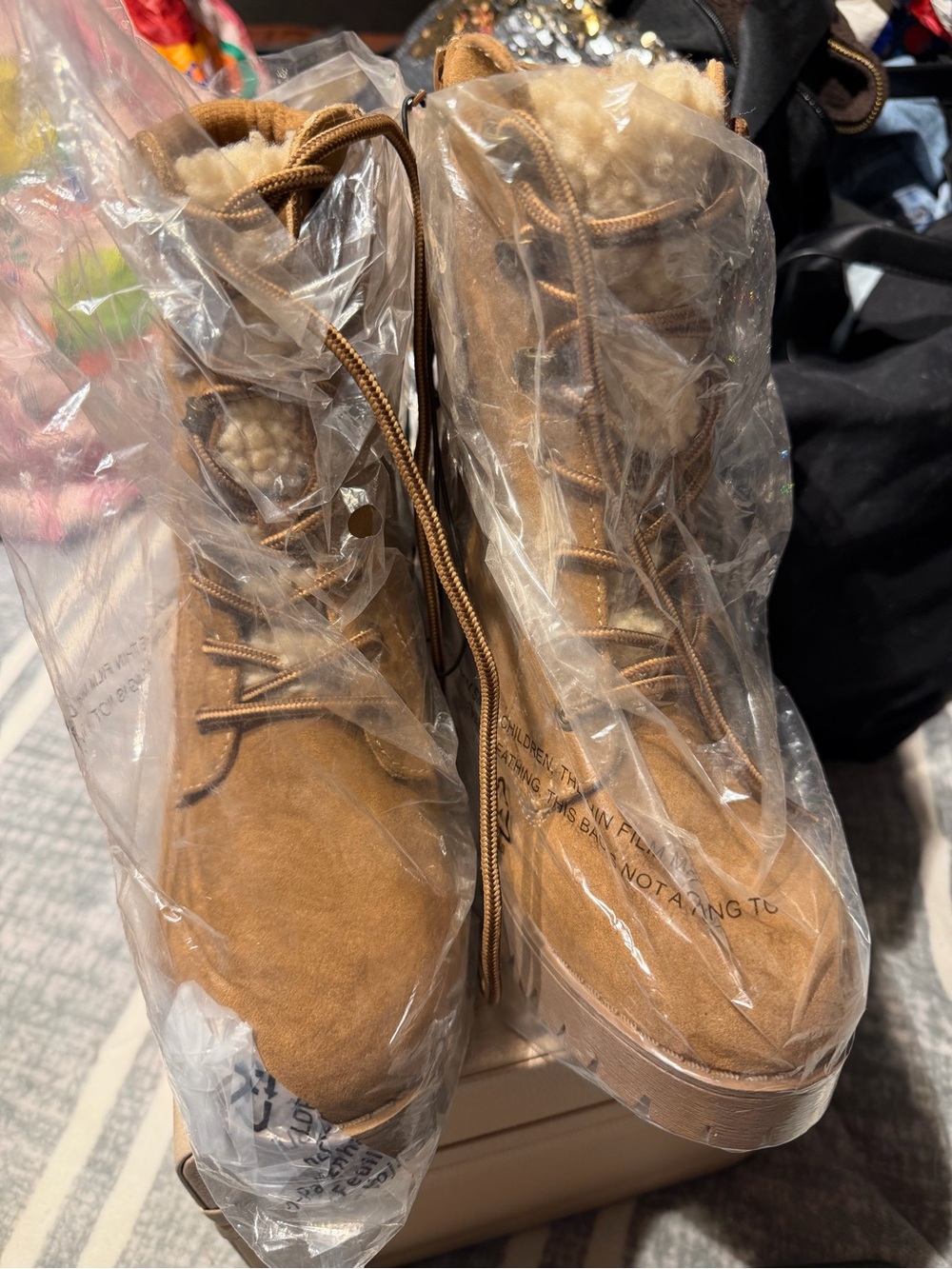 Brown Suede Lace-Up Ankle Boots - Picture 2 of 4